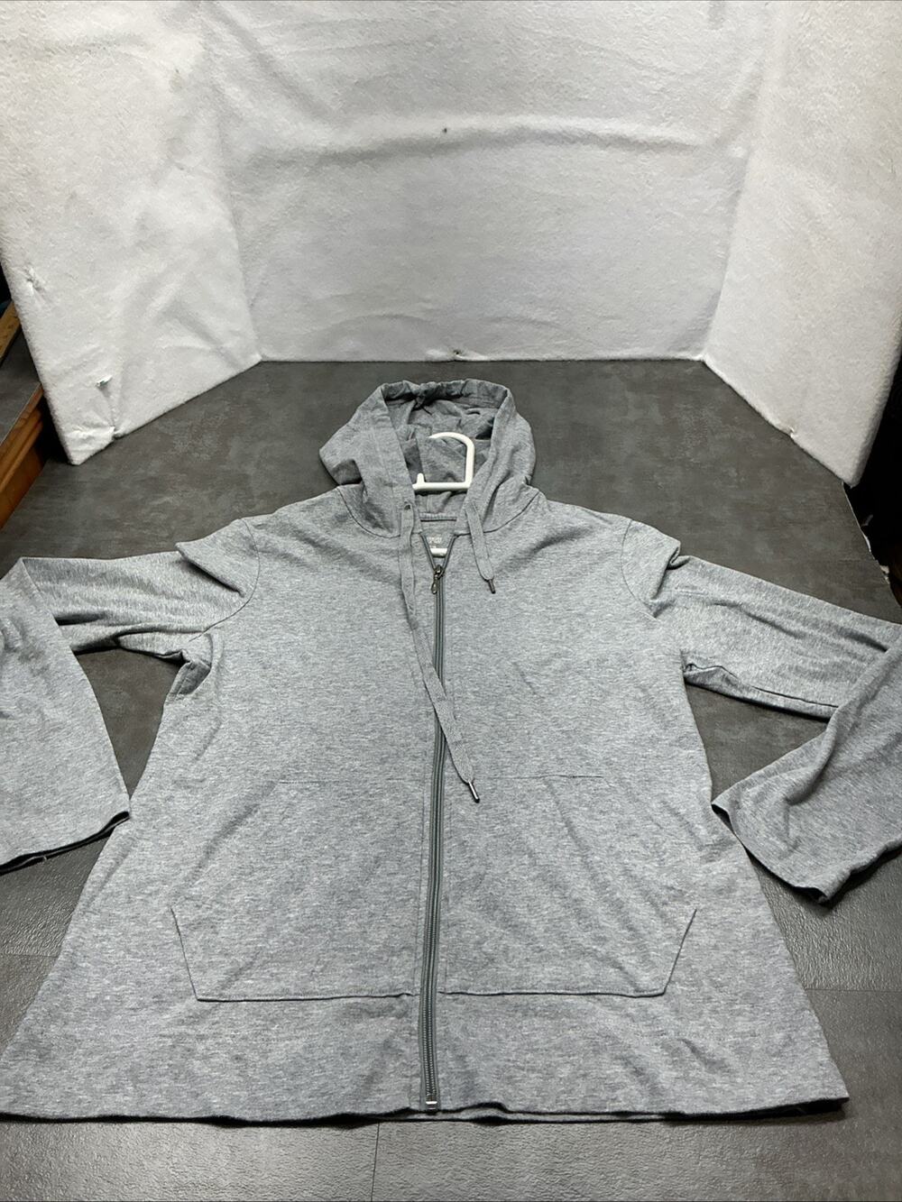 Danskin Hoodie Womens Large Gray Full-Zip Sweatshirt Long Sleeve, Sz Large,4511
